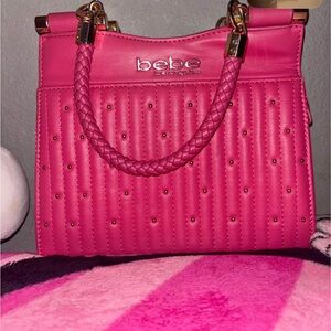 Bebe Fuchsia Quilted Satchel
